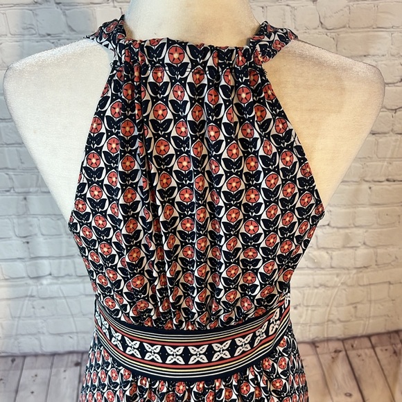 COPY - Small MAX STUDIO halter dress. Sleeveless Flower pattern. Pink/ navy. Fl… - Picture 4 of 6